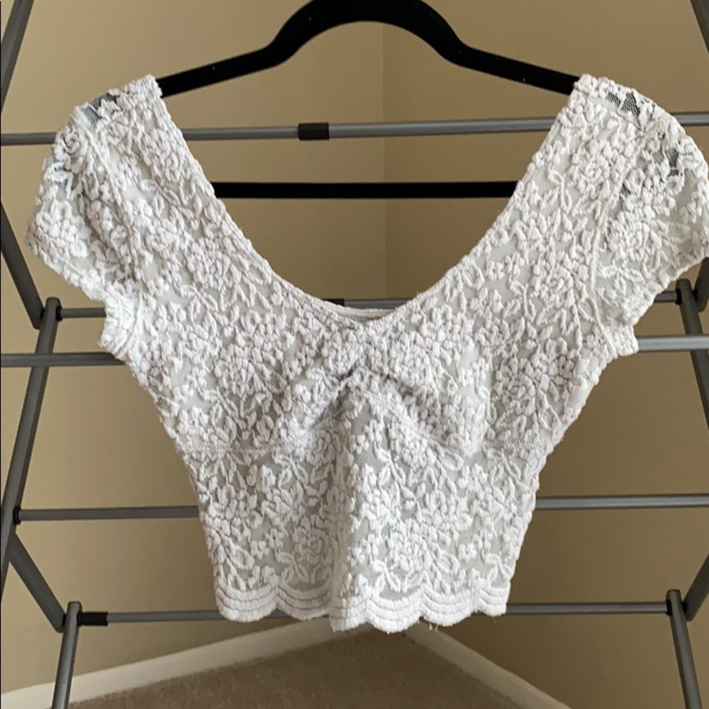 light grey lace crop top